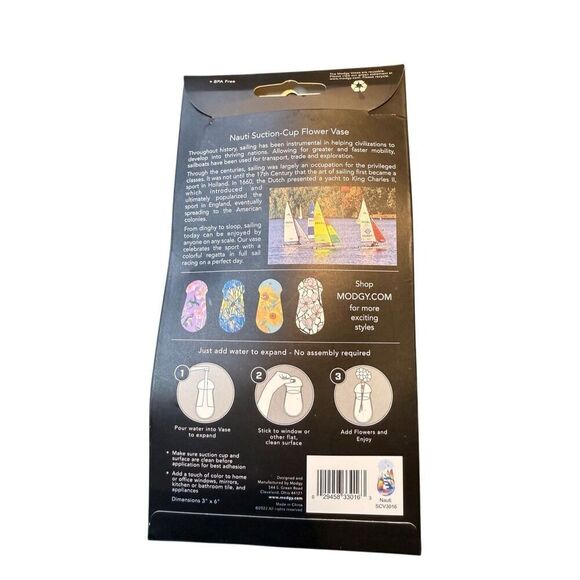 NWT Modgy Multicolor Sailboat Nauti Expandable Suction Cup Flower Vase - Picture 2 of 5